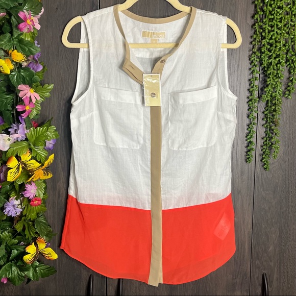 „💙2/$40💙NWT Michael Kors Sleeveless Button Down Blouse Size Small - Picture 3 of 16